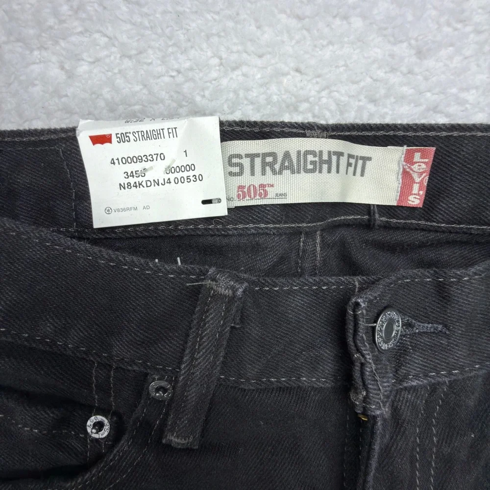 Levis 505 Regular Fit Straight Leg Jeans Mens 32x34 Black NWT NOS Vintage